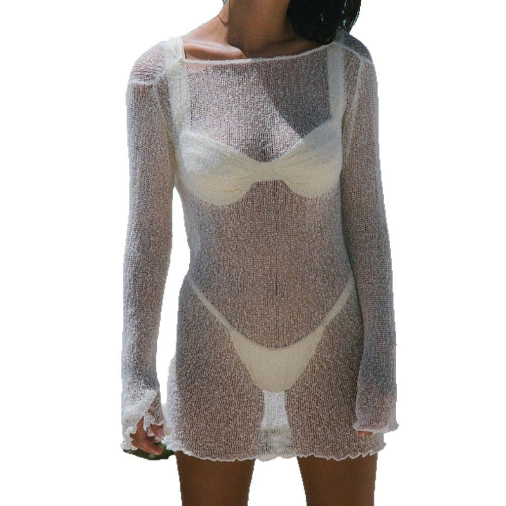 Knitted backless sheer dress