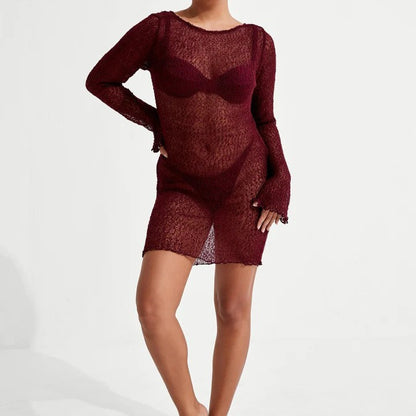 Knitted backless sheer dress