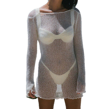 Knitted backless sheer dress